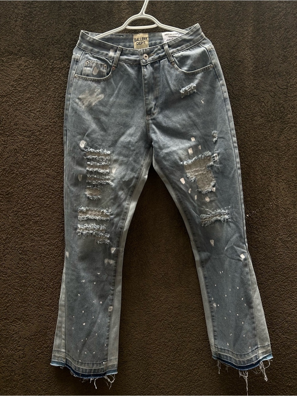 Gallery Dept Gray Distressed Paint-Splatter Jeans